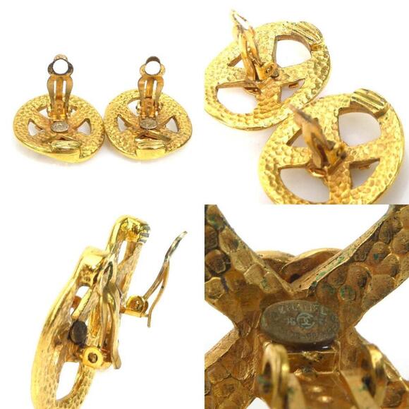 CHANEL Gold Logo Earrings